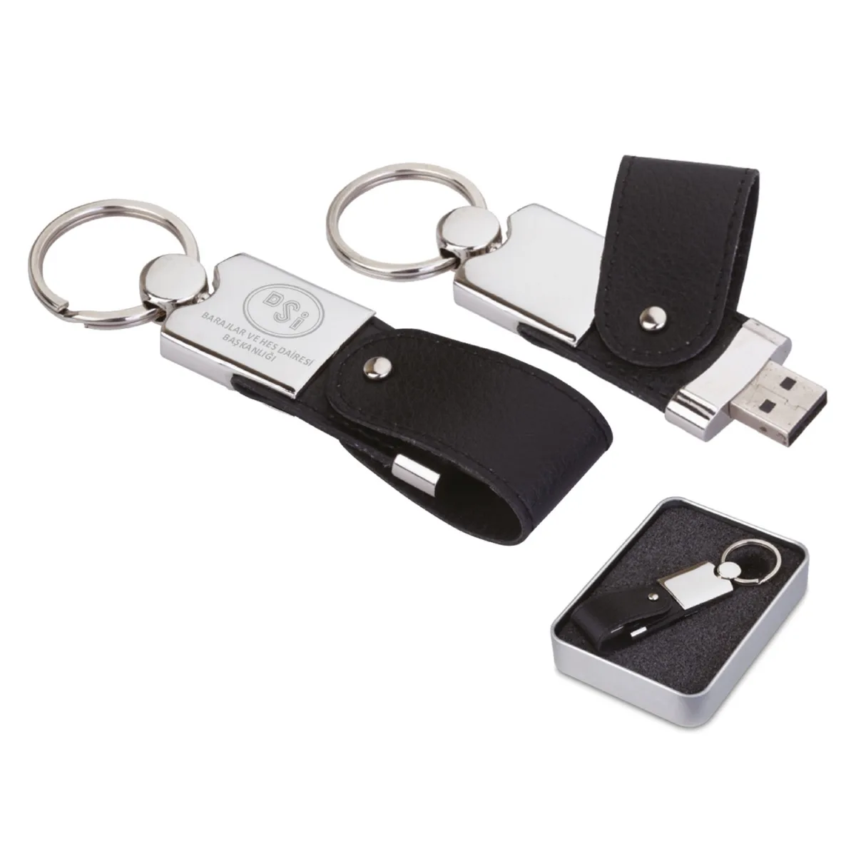 21126 Leather and Metal USB Flash Drive