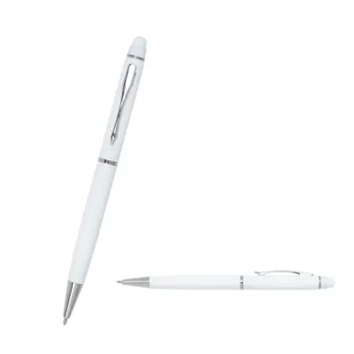 1022 beyaz metal tükenmez touchpen kalem - Anadolu Promosyon