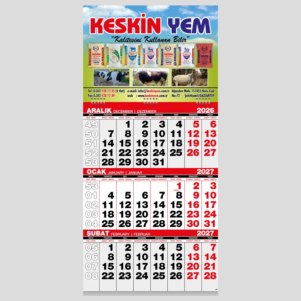 تقويم حائط بحوامل (Gemici) اقتصادي صغير ⁦GMC-03⁩