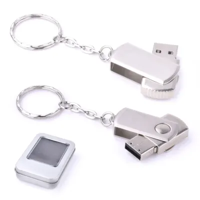 7263-4gb 4 gb döner kapaklı metal anahtarlık usb bellek - Anadolu Promosyon