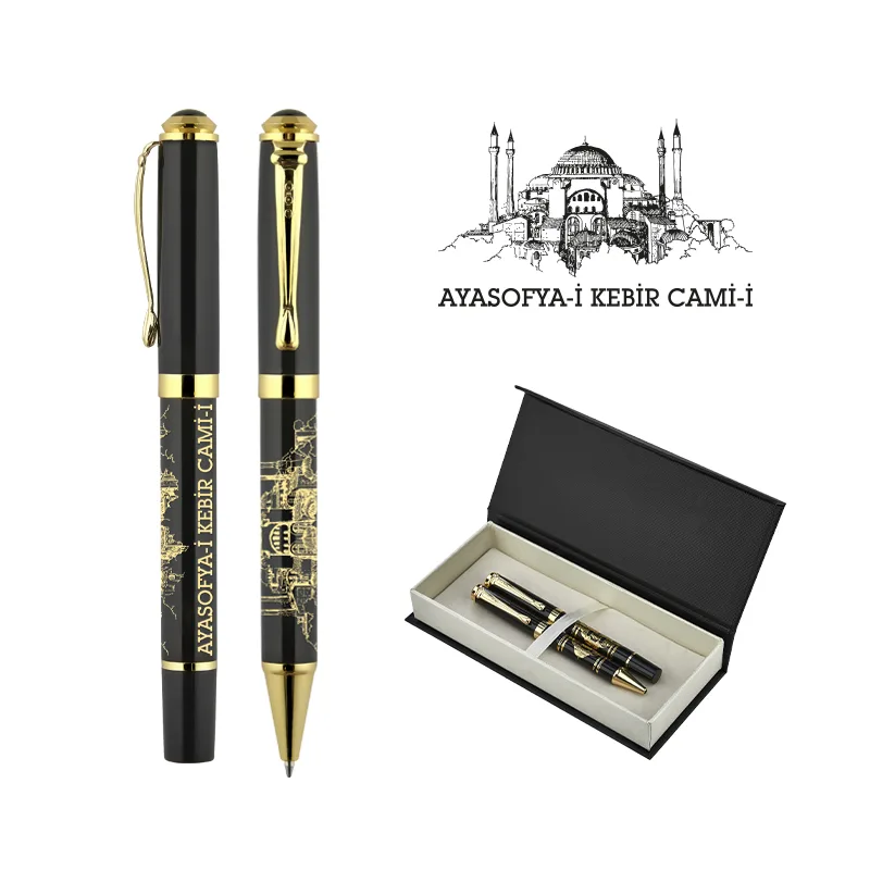 685-rt ata kabartma figürlü metal roller & tükenmez kalem seti - Anadolu Promosyon