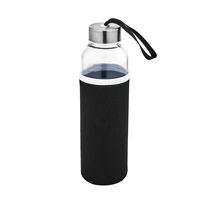 Mtr-0213 cam cam matara (siyah kılıflı) / 500 ml cam ürünler - Anadolu Promosyon