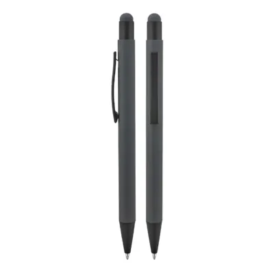 1027 füme metal tükenmez touchpen rubber gövde kalem - Anadolu Promosyon