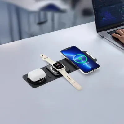 4200 siyah 3'ü 1 arada kablosuz şarj cihazı wireless şarj istasyonları - Anadolu Promosyon