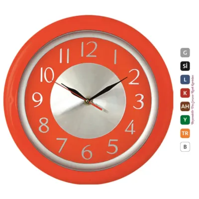302223 plastik çerçeve çemberli metal kadran duvar saati 34 cm - Anadolu Promosyon