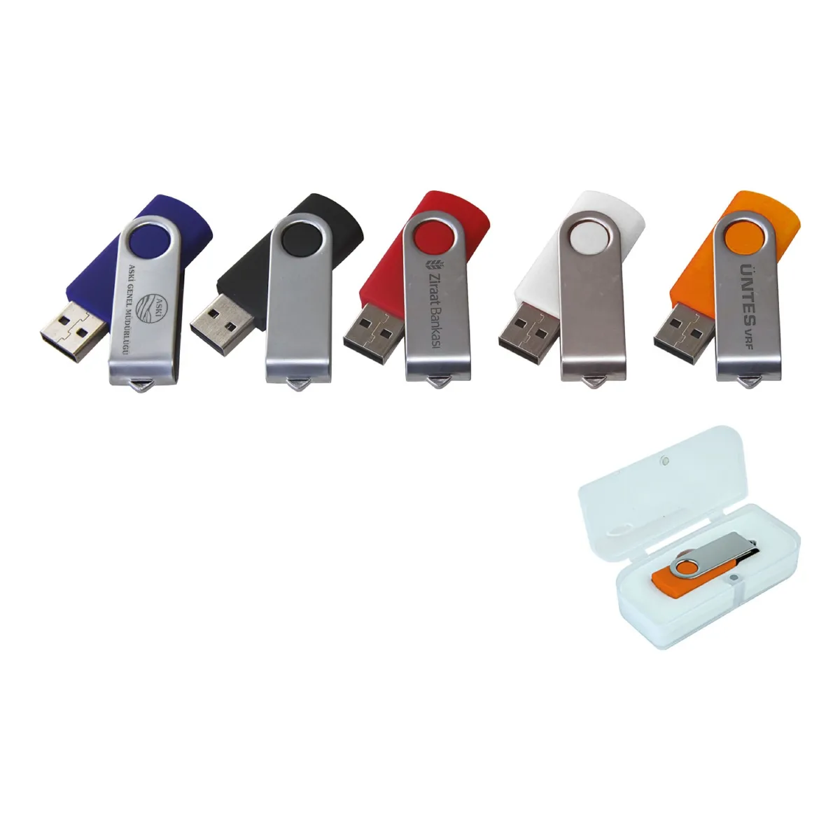 201095 ذاكرة فلاش USB معدنية بغطاء دوّار