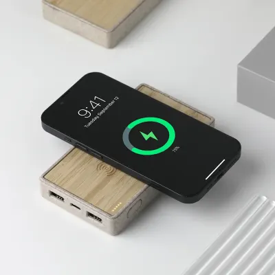 7466 powerbank 1000 mah bambu wireless mobil şarj cihazı diğer promosyon ürünleri - Anadolu Promosyon