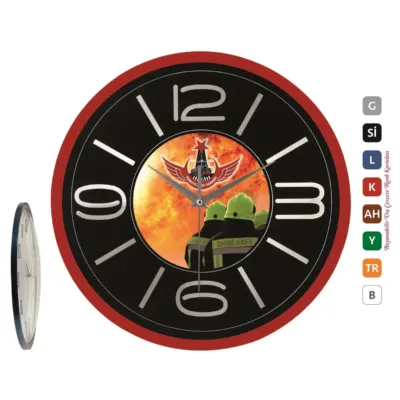302804 plastik kasa metal kadran duvar saati 37 cm bombe cam duvar saatleri - Anadolu Promosyon