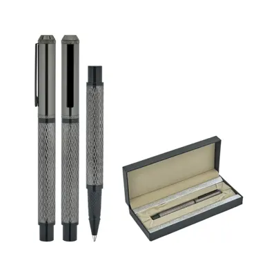 1254-kr füme metal roller kalem seti - Anadolu Promosyon