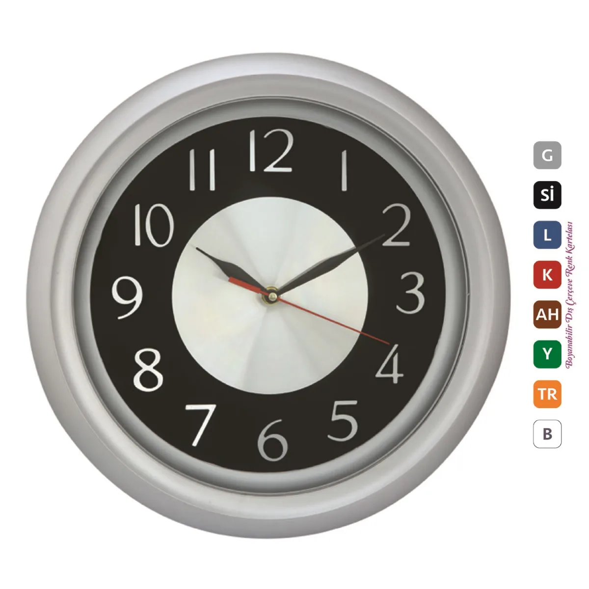 302221 plastik çerçeve çemberli metal kadran duvar saati 34 cm - Anadolu Promosyon