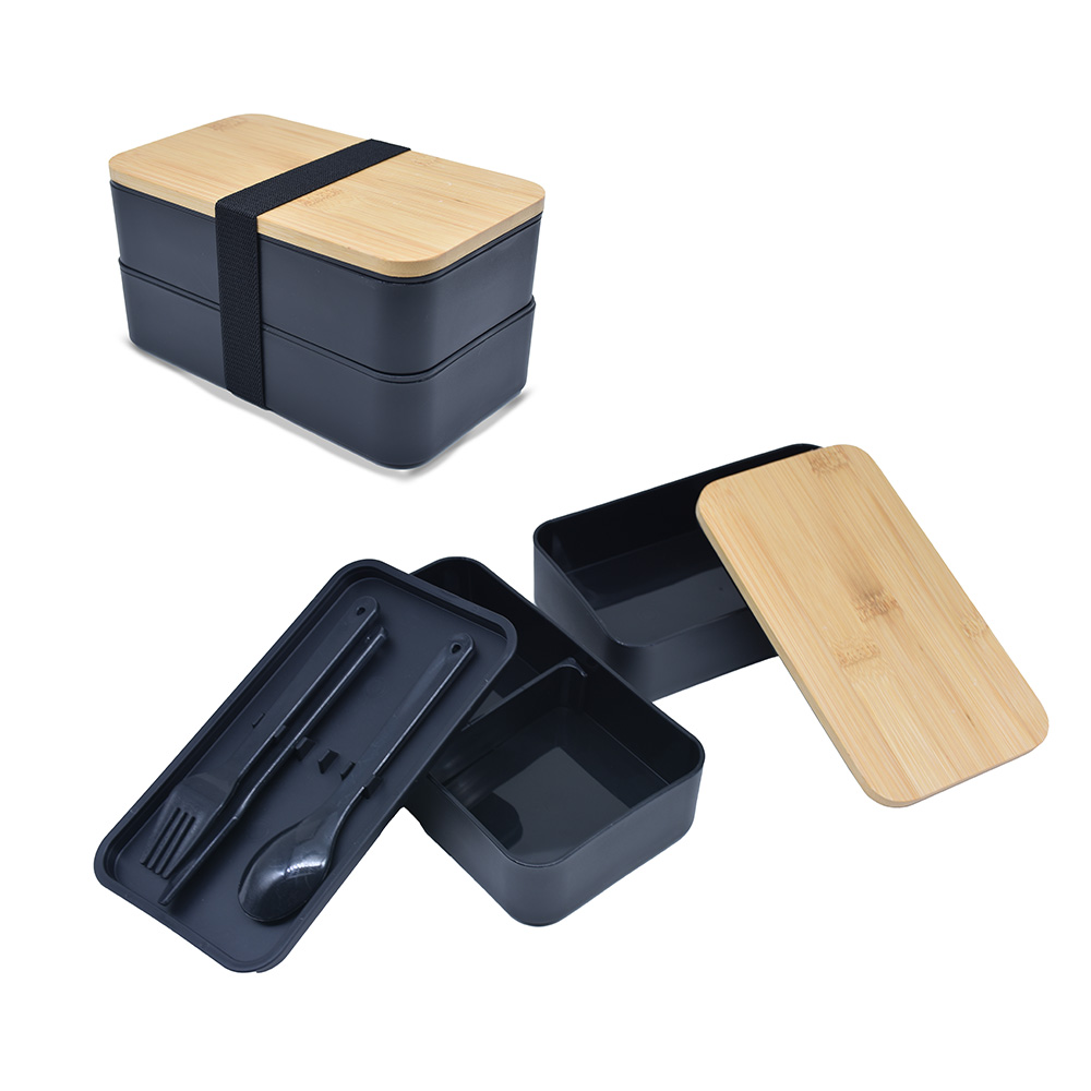 6250 Bambu Kapaklı Plastik Yemek Kutusu