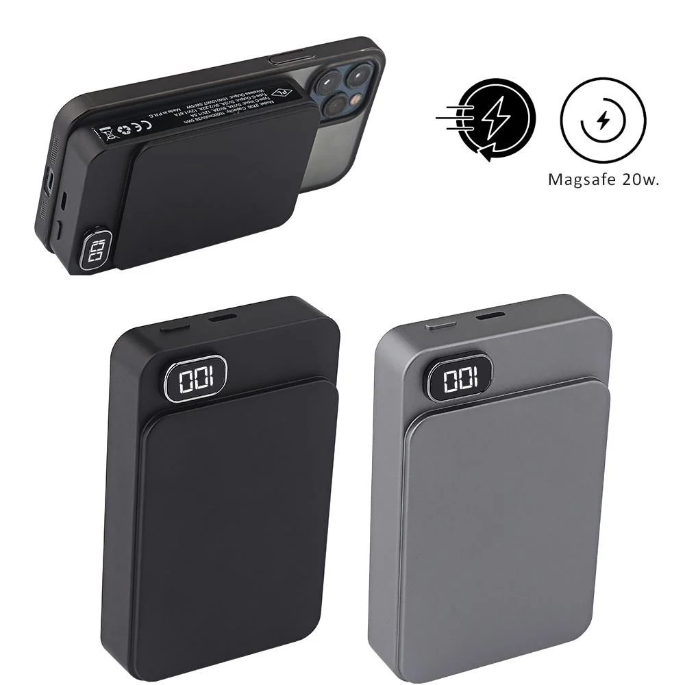 2700 Powerbank 10000 mAh ( Metal Kasa & Magsafe ) Füme - Anadolu Promosyon